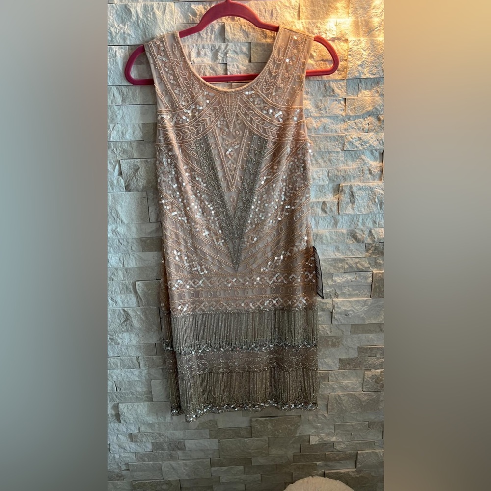NWT ADRIANNA PAPELL SEQUINED EMBELLISHED HOLIDAY DRESS